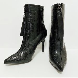 F21 - Faux Croc Pointed Toe Stiletto Booties